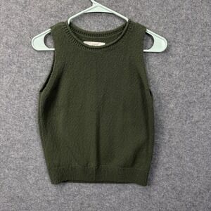Loft Womens Olive Green Knit Sweater Vest Crew Neck Sleeveless S Cotton Blend